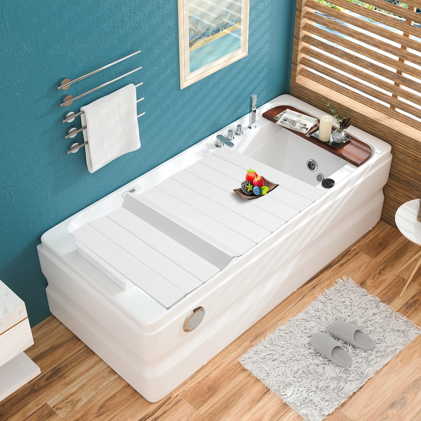 Bath Cover Foldable Bathroom Board Bathtub Tray Durable Insulation Plate for Home, bathroom, Spa Experience Waterproof
