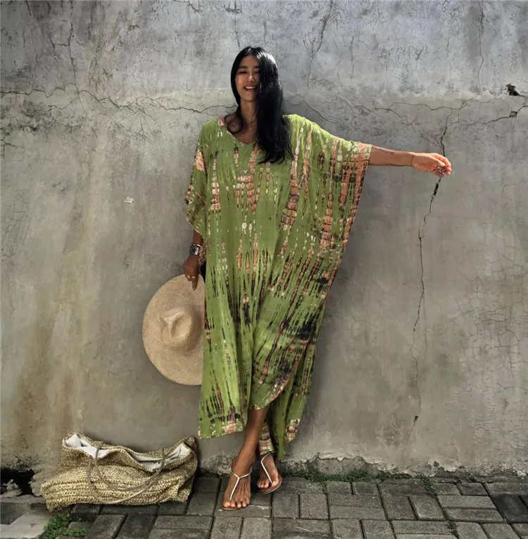 Fashion Casual Striped Print Long Dresses Women Bohemian V-neck Bat Sleeve Loose Slit Beach Dress Summer New Beachwear Vestidos 166 Fashion Casual Striped Print Long Dresses Women Bohemian V-neck Bat Sleeve Loose Slit Beach Dress Summer New Beachwear Vestidos