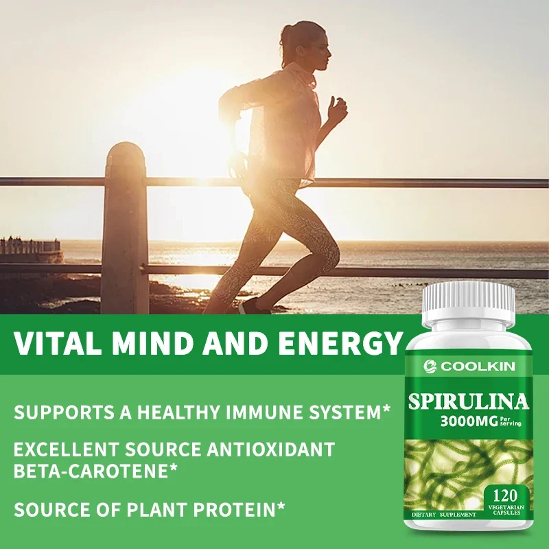 Spirulina Capsules 3000mg for Immune Health Cardiovascular Function Digestion