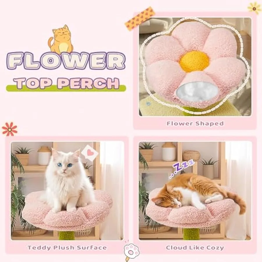 Erinnyees 71.3" Tall Panda Cat Tree Tower - Multi-Level Condo With Sisal Scratching Posts, Hammock & Perches For Indoor Cats