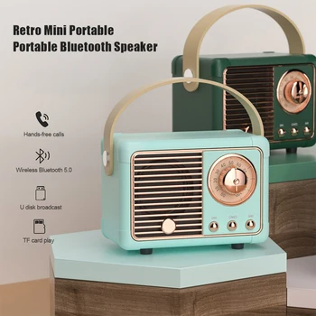 New Portable Bluetooth-compatible Speaker Retro Mini Subwoofer Speakers Wireless Soundbox 1