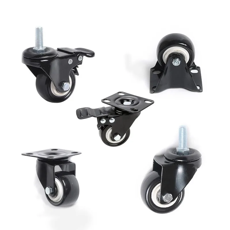 

4 Pcs/Lot 1.5 Inch Gold Diamond Universal Wheel /Size M8/M10 With Brake With Double Bearing Sleeve Black Furniture Caster