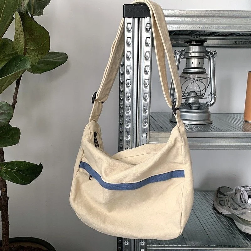 

Men Crossbody Bags Retro Cargo Harajuku Shoulder All-match Large Capacity Satchels School Casual Canvas Bag Japan Style Handbag