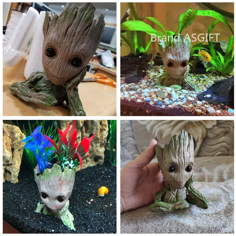 PVC Cute Cartoon Tree Man Aquarium Ornament Fish Tank Cave Stone Decoration Plant Flower Pot Bonsai Garden Home Decor Artificial Plants Fish Tank Ornaments Fish Tank Decorations Aquarium Ornaments 3 style