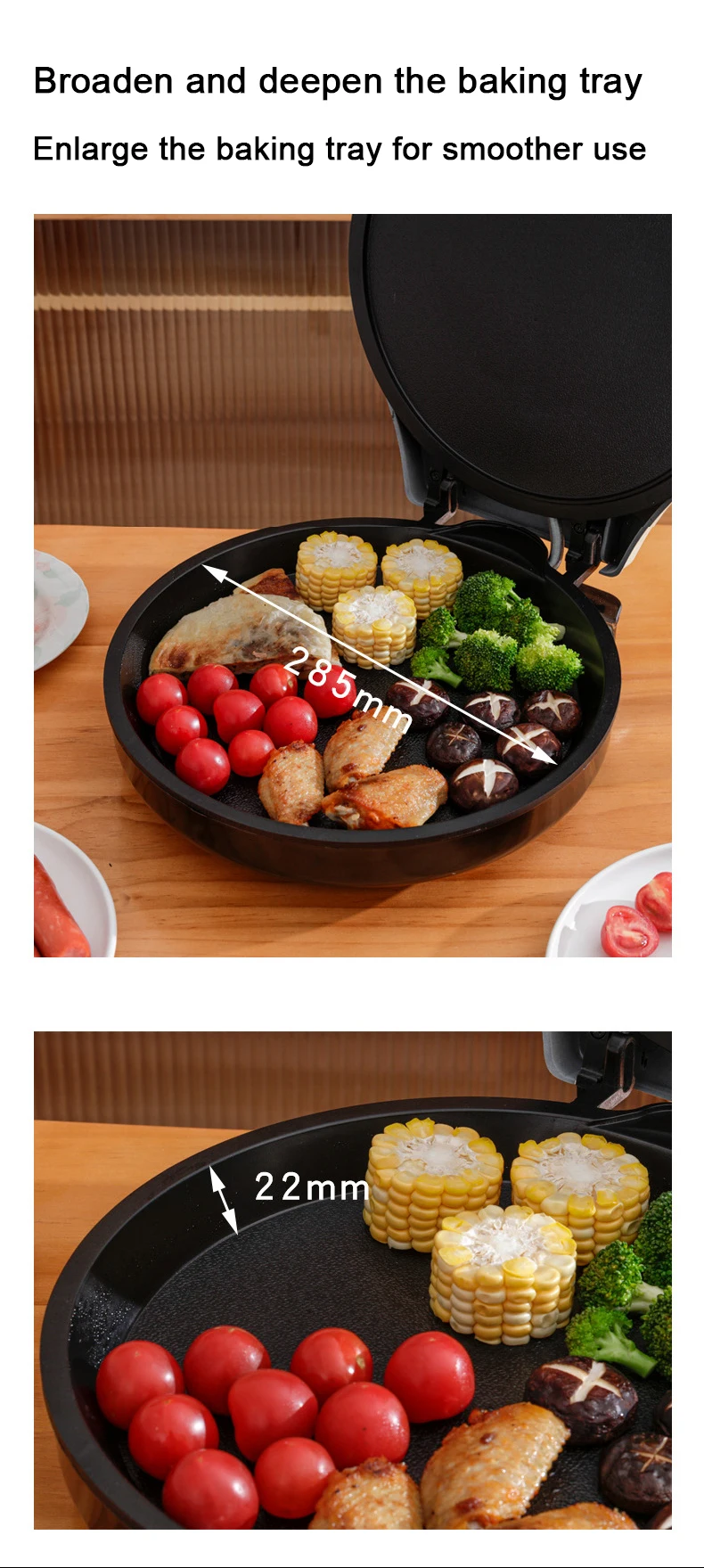DMWD Electric Baking Pan Double Sided Heating Non-stick Coating Crepe Maker Pizza Bake Grill Pancake Griddle Heating Skillet 6