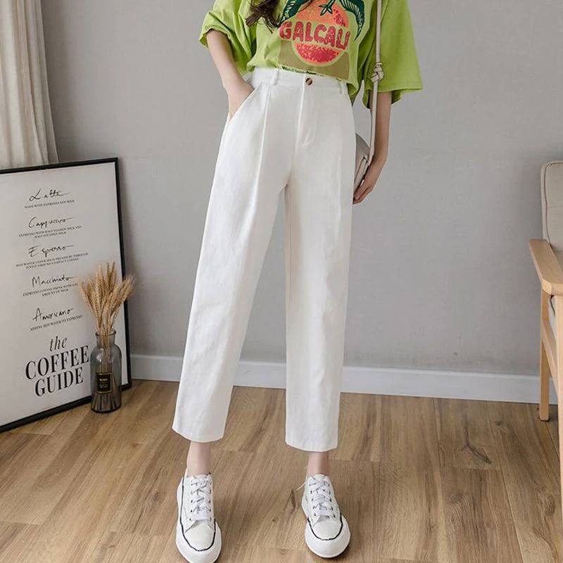 work pants JMPRS Summer Women Pants Black Fashion Ankle-Length High Waist Korean Harem Pants Causal Office Ladies Trousers New 2022 jean capris Pants & Capris