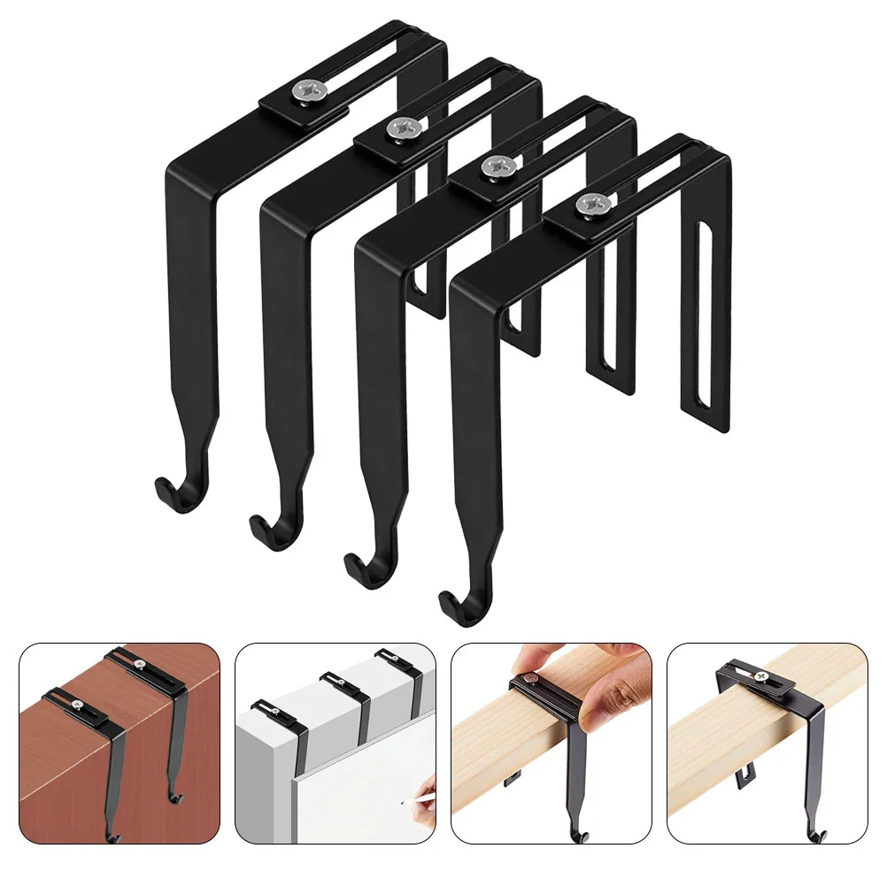 4 Pcs Door Storage Hooks Heavy Duty Garage for Hanging Partition Ordinary Clothes Hanger Adjustable Cubicle Iron Metal