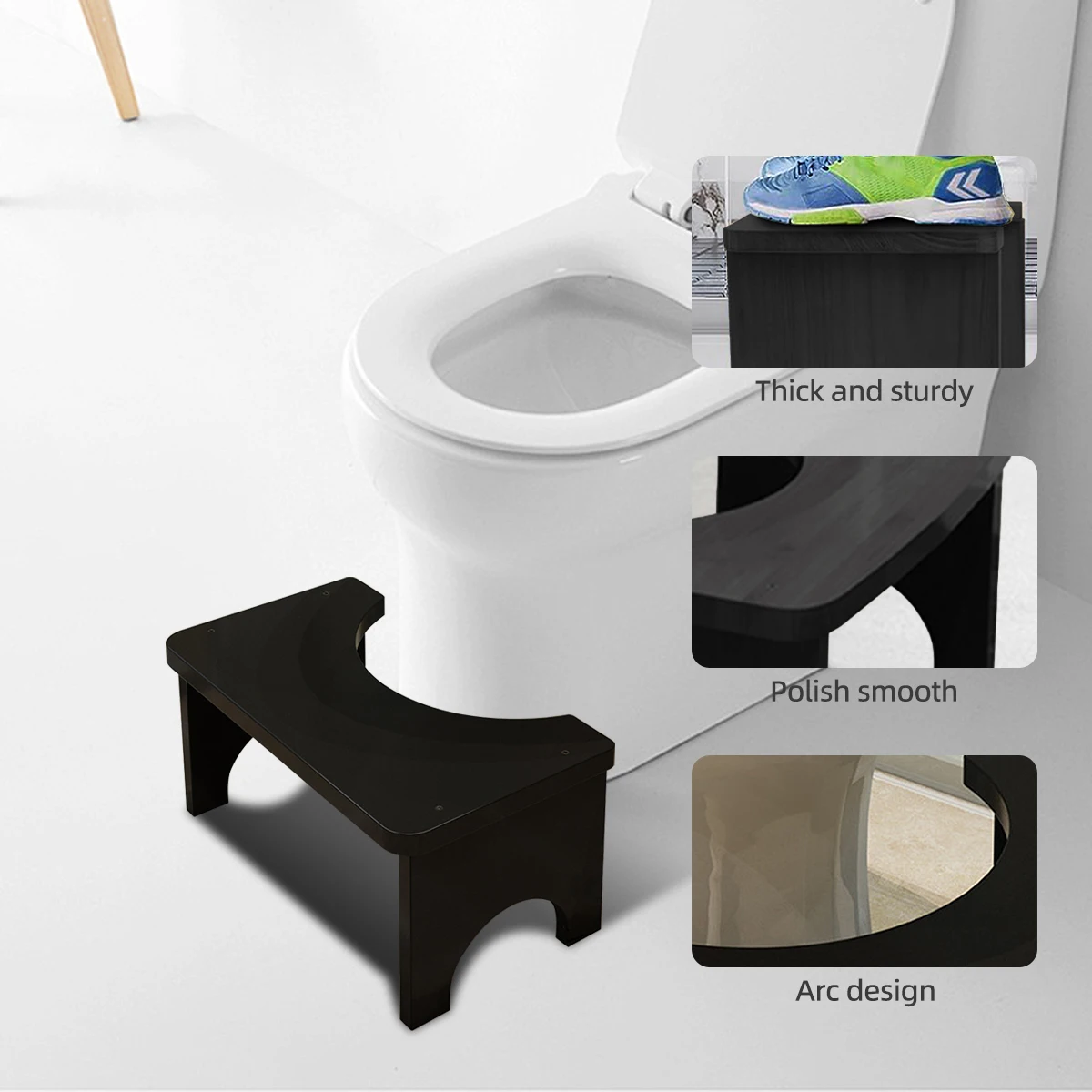 Sturdy Portable Bamboo Toilet Squat Stool for Adults,Wide and Stable,Bathroom Potty Stool,Easy to Use and Clean, Portable Design 6
