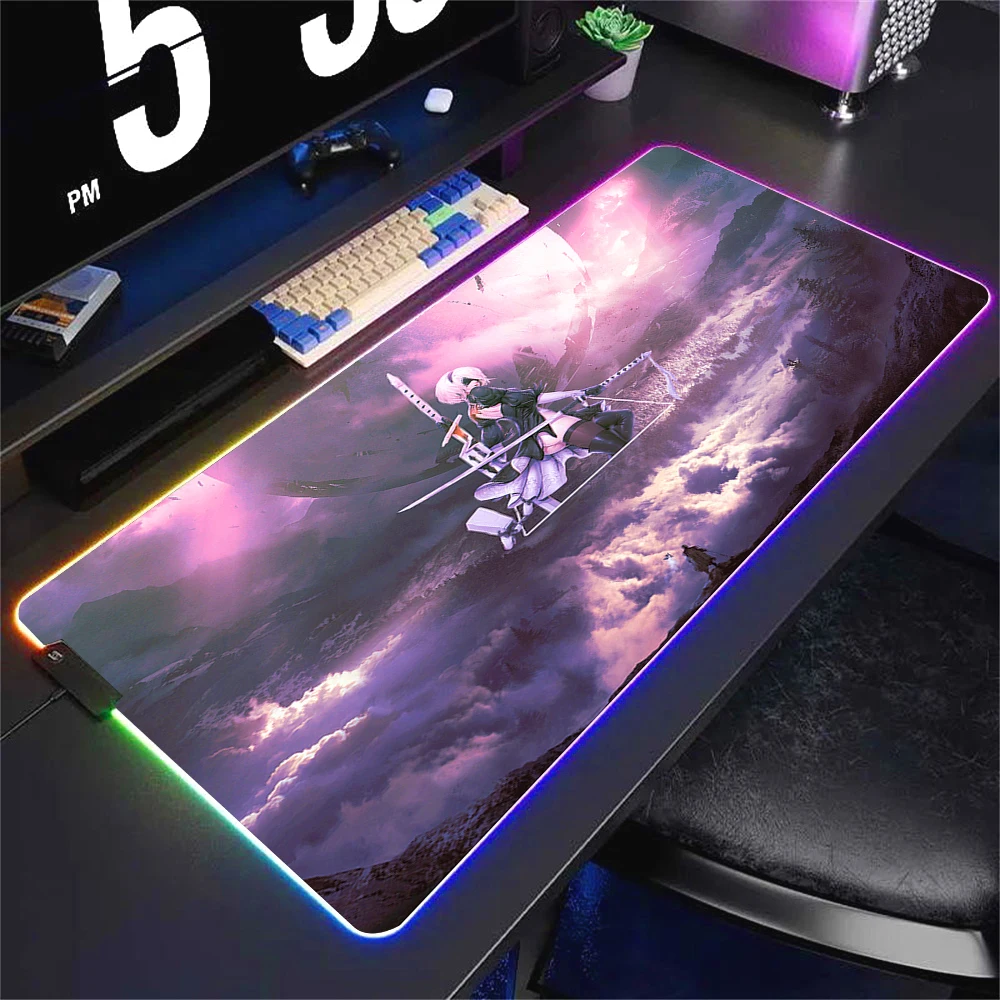 RGB NieR Automata XXL LED Backlit Gaming Deskmat - Large Cool Mouse Pad for Office and Gaming Setup