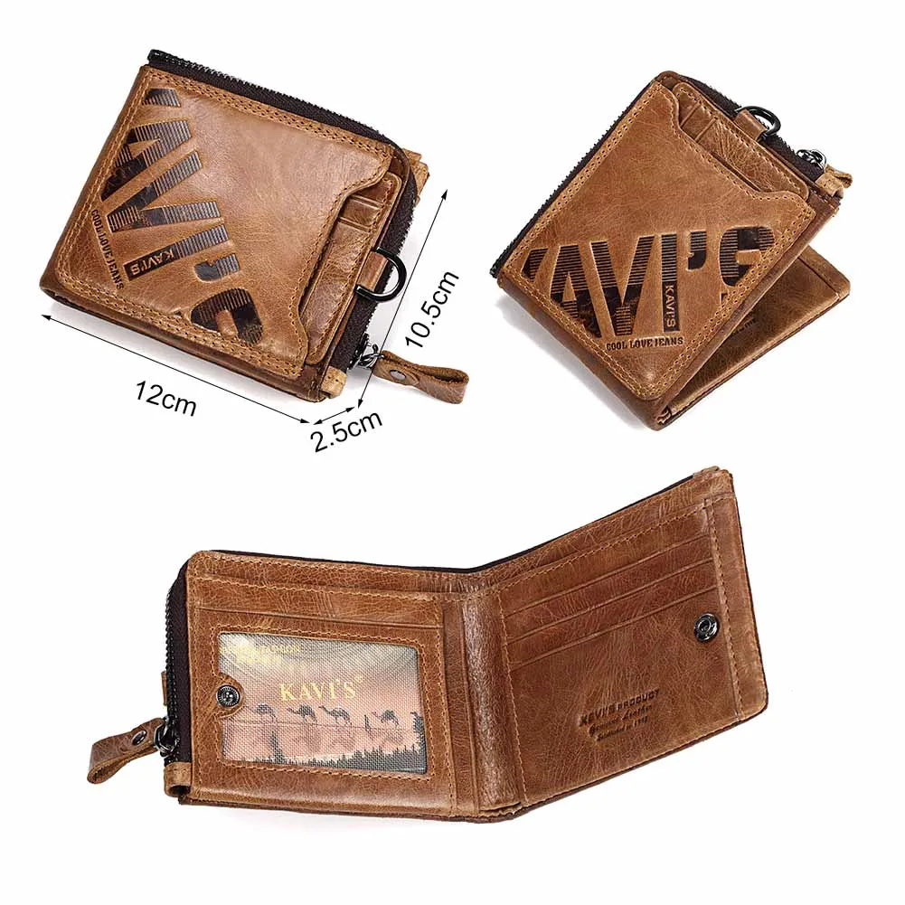 HUMERPAUL Men Wallets Crazy Horse Leather Short Coin Purse Male Cuzdan Walet Portomonee PORTFOLIO Casual Card Case Carteiras