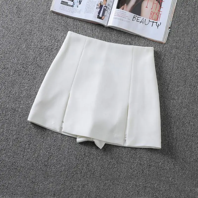 HOUZHOU Skirt Shorts Women Slim Sexy Basic Split High Waist A-line Mini Skirt Korean Style Summer Casual Office Lady Classic