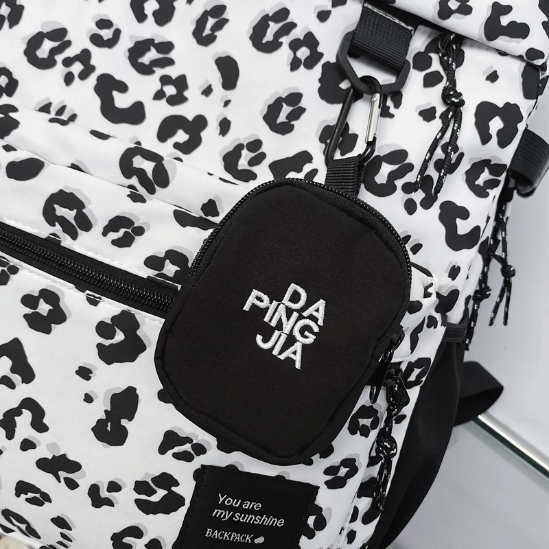 Fashion Cool Lady Leopard School Backpack Women Laptop Nylon Set Bag Girl Cute Travel College Backpack Female Kawaii Trendy Bags