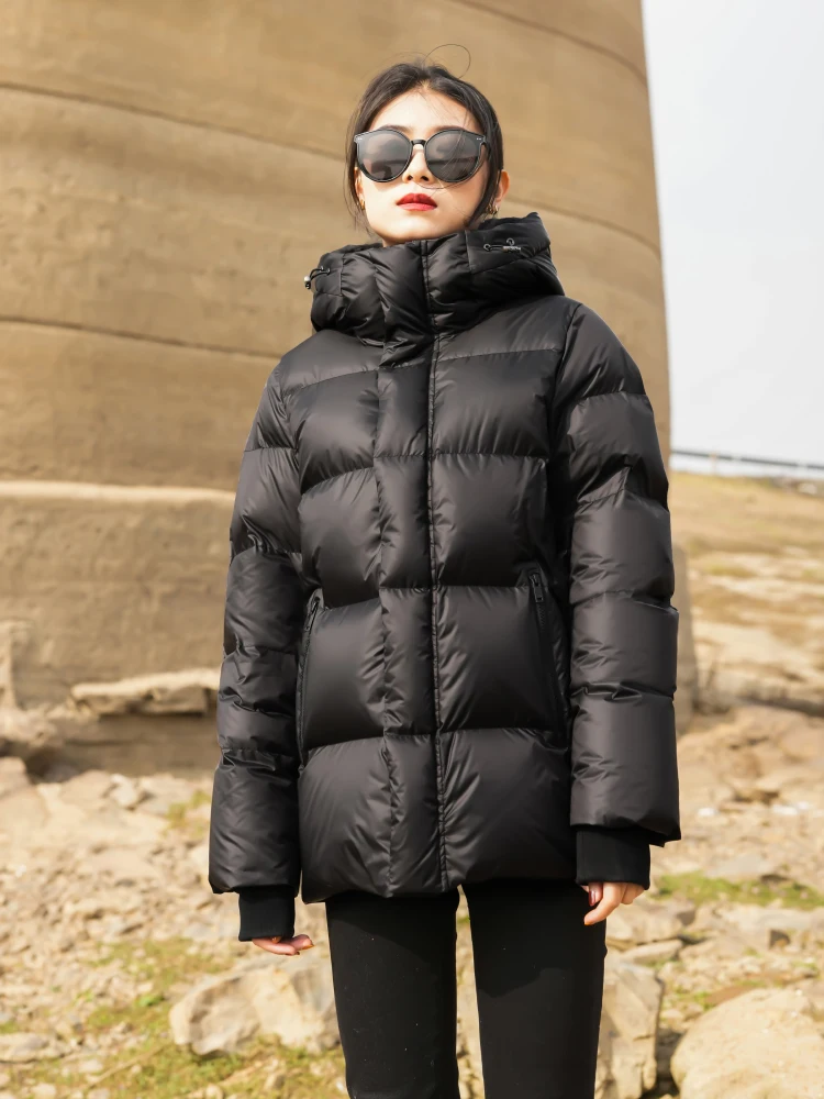 

95 White Goose down Cold-Resistant minus 30 Degrees Hip Covered Thickened down Jacket Men and Women Short Slimming Winter