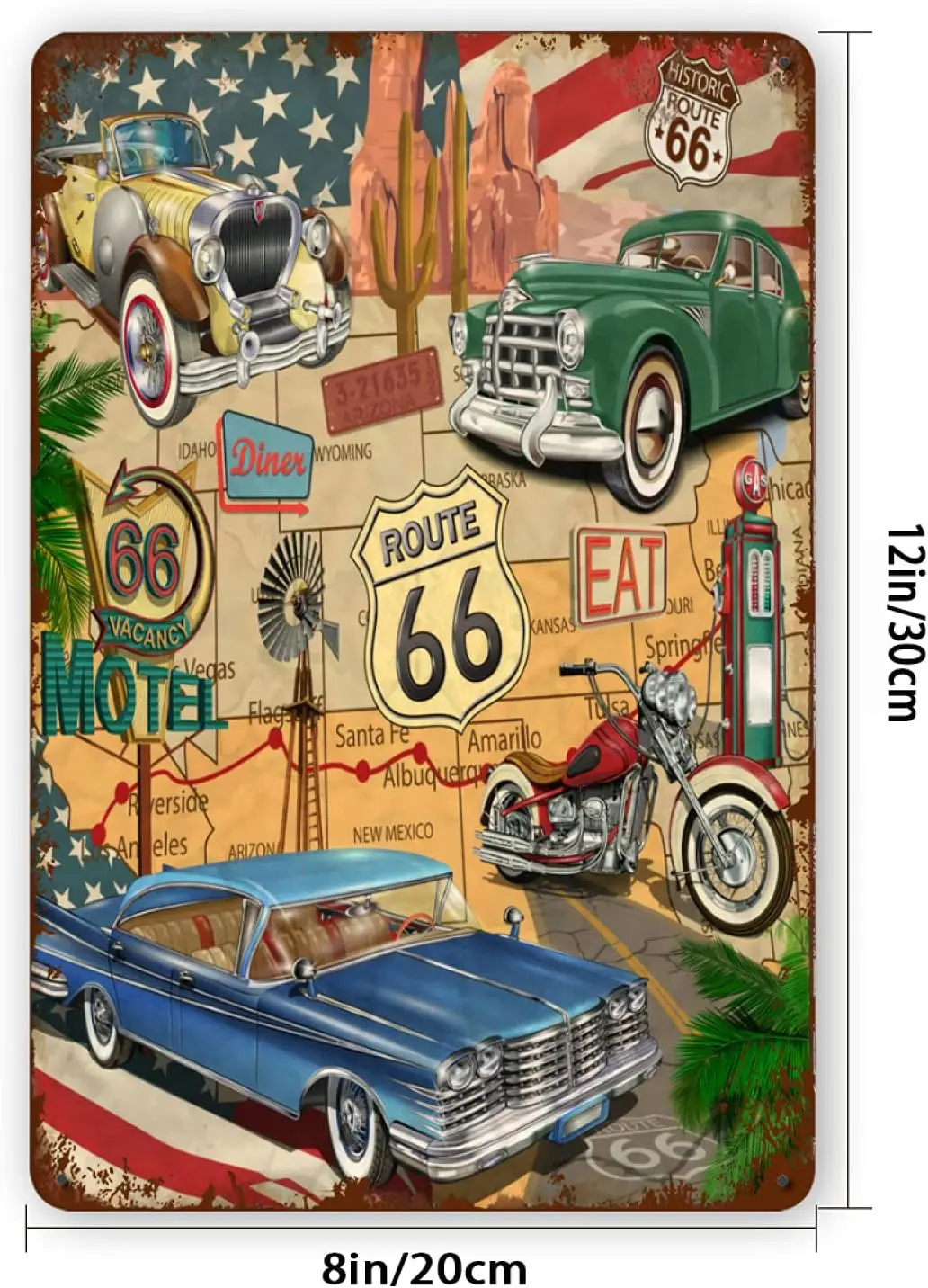 Фото Route 66 винтажные металлические знаки высокий декор для стен в столовой для Дома кухни бара патио комнаты гаража Ретро жестяной постер табличка 12 