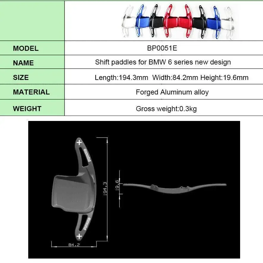 For BMW 6 Series 640i 650i 2011-13 Aluminum Steering Wheel DSG Shift Blade Paddle Sports Shifter Extension Red Black Blue Silver