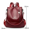 Brand Vintage Women Backpack Leather Backpacks School Bags for Teenage Girls Multifunction Shoulder Bags Ladies Travel Backpack 6