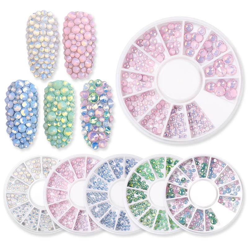 Description Picture 2 of item1 Box Milky Jelly Nail Art Rhinestones Crystal Gems Jewelry Bead Manicure Nail Charms Accessories 3D Nail Art Decorations