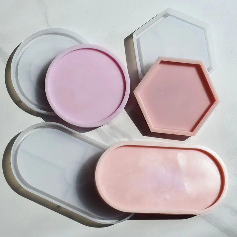 Geometric Coaster DIY Plaster Cement Tray Plate Mold Crystal Silicone Mold Polygon Epoxy Resin Pouring Home Decorations