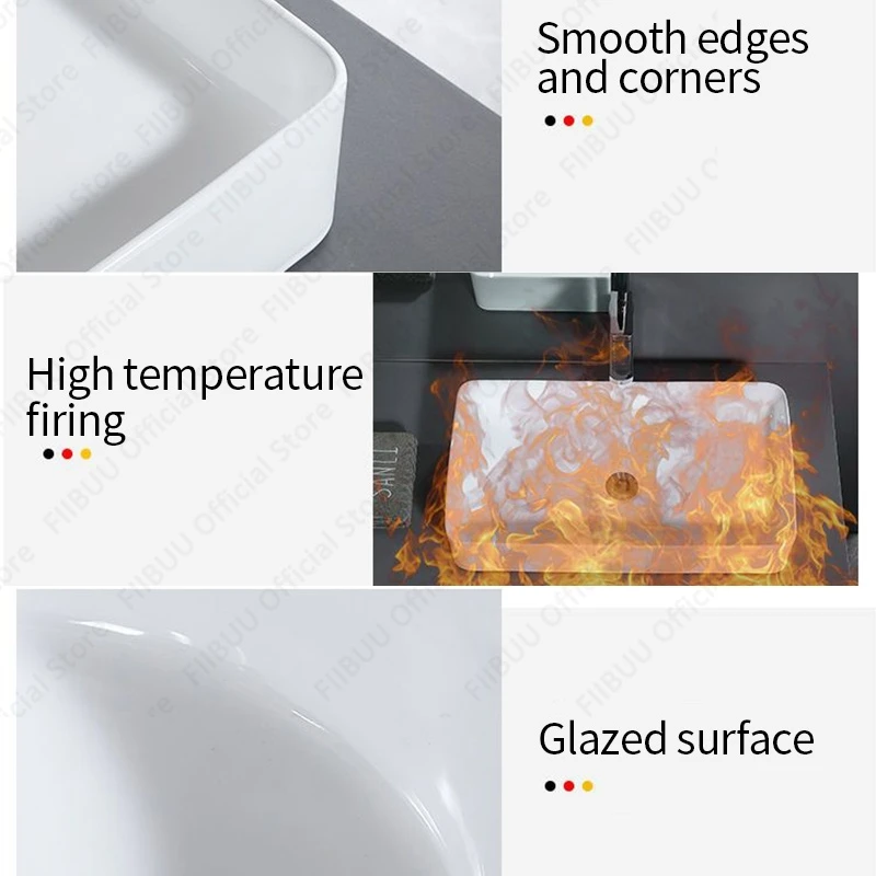 Ceramic Table Sink Countertop Wash Basin Bathroom Balcony Above Counter Vessel Sink Apartment Lavatory Vanity Sink Basin Bowl 4