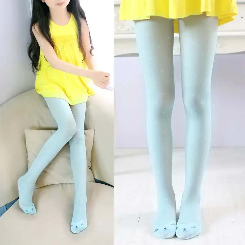 Summer Girls' Pantyhose Toe Cat Underpants Anti Snagging Silk Children's Silk Stockings Anti Mosquito Pants 3-9 Years Old