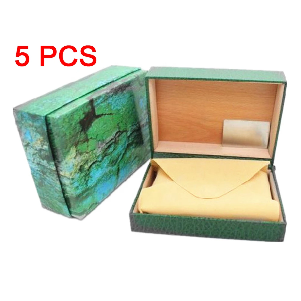 Luxury Perpetual Green Watch Box Wood Boxes Watches Papers In English Booklet