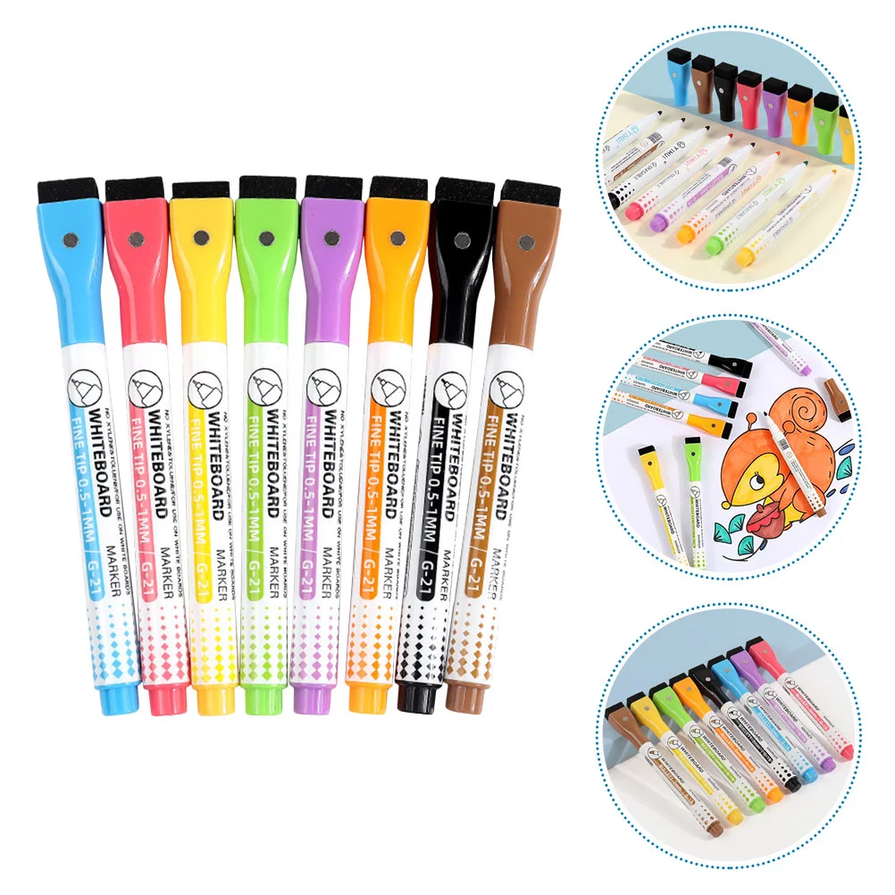 

8 Pcs Magnetic Whiteboard Pen Color Pens Dry Erase Marker Markers with Fine Tip Erasable