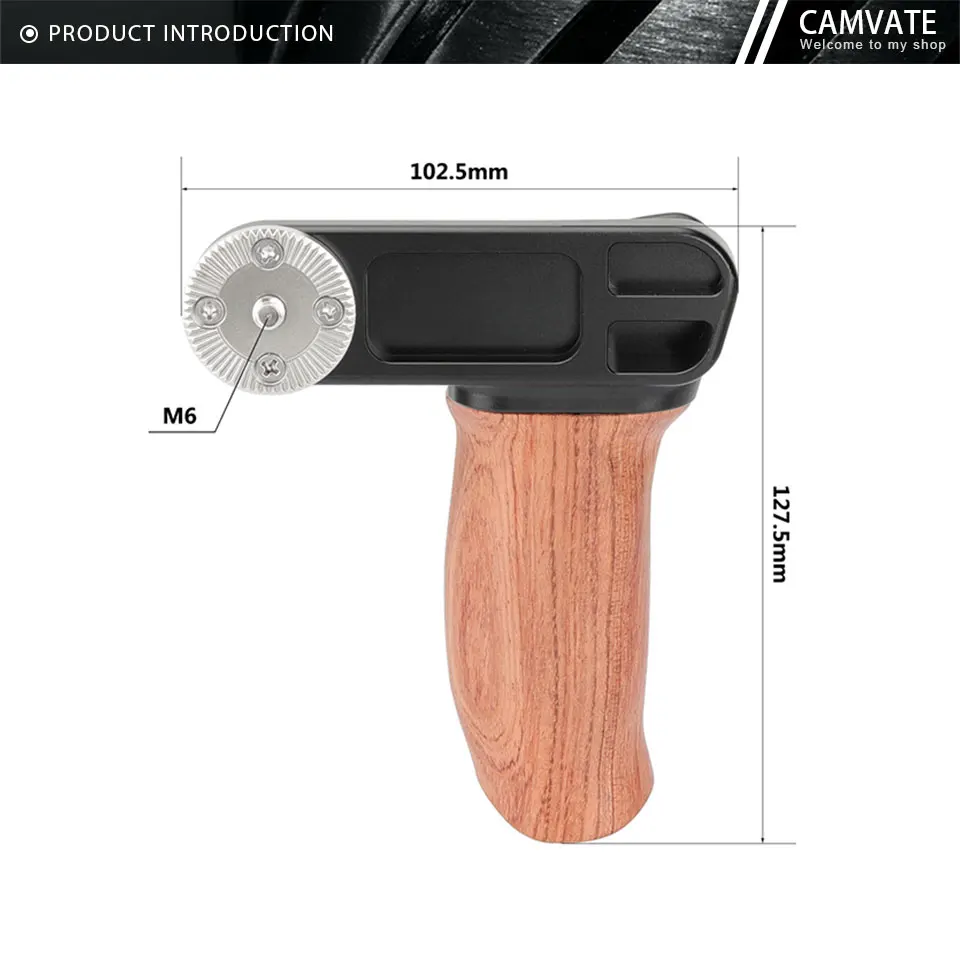 Camera Wooden Handle Grips With ARRI Rosette M6 Thread Screw Connection For Came