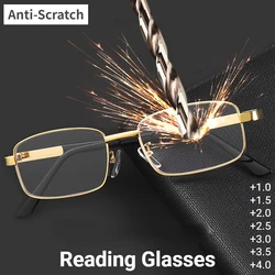 Metal Resin Lens Reading Glasses Men Women Square Full Frame Presbyopic Glasses Anti-Scratch Diopter Eyewear +1.5 2.0 2.5