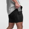Men's Running Shorts Quick-drying Fitness Black Double Layer Shorts Men New Sport Workout Training Bodybuilding Short Pants 1