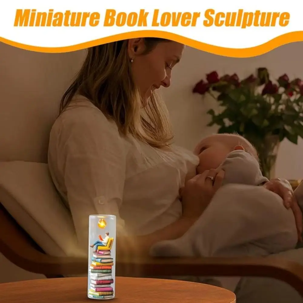 미니어처 디자인 독서등 미니 책장 조각상 책 애호가 램프 LED 조명 작은 책장 LED 조명 조각