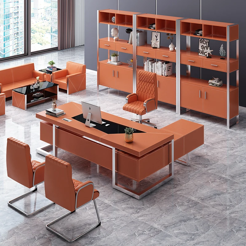 

Desktop Corner Workbench Computer Executive Drawers Meeting Office Desks Console Standing Scrivania Cameretta Modern Furniture