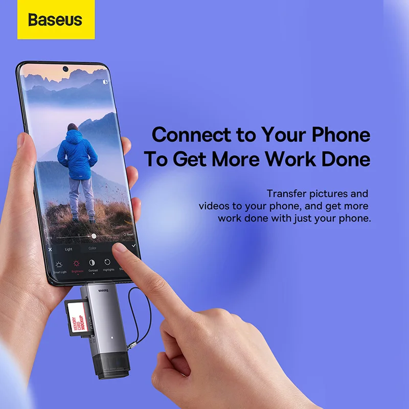 Baseus-usb 3.0 tipo c para Micro sd tf Leitor de Cartão de Memória em para pc Acessórios para Laptop Adaptador Inteligente - Imagem 5