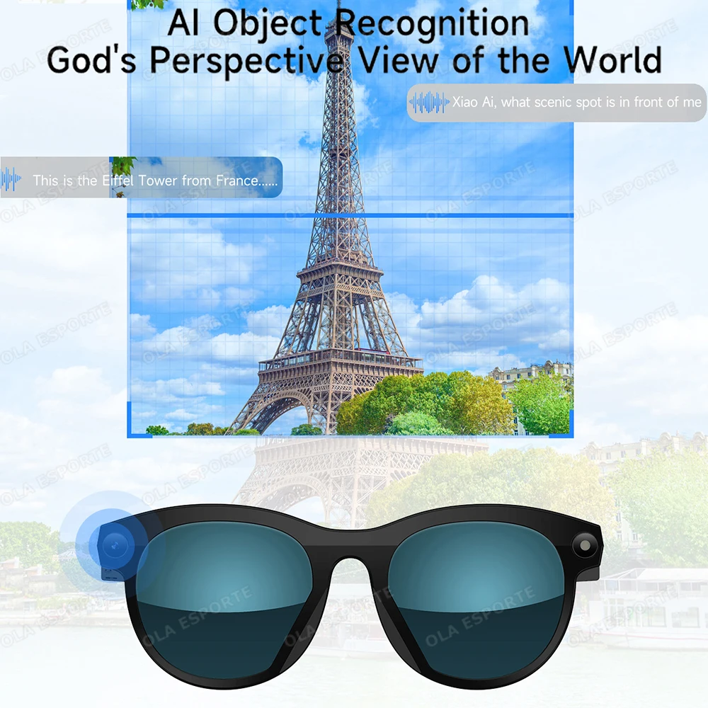 New HD AI Smart Camera Glasses Multifunctional Bluetooth Call Voice Assistant Music Player Translation Camera Glasses Men Women