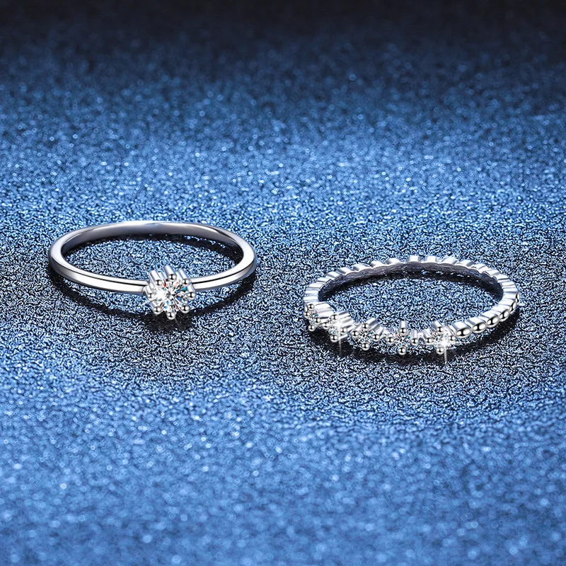 Real Moissanite Wedding Ring Bridal Sets Platinum Plated 925 Sterling Silver Luxury Quality Jewelry Wholesale Ring 3