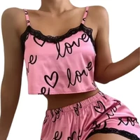 2 Pieces Set Women'S Pajama Shorts Suit Homewear Print Underwear Pijama Sexy Lingerie Camisoles Tanks Nighty Ladies Sleepwear - Image 3