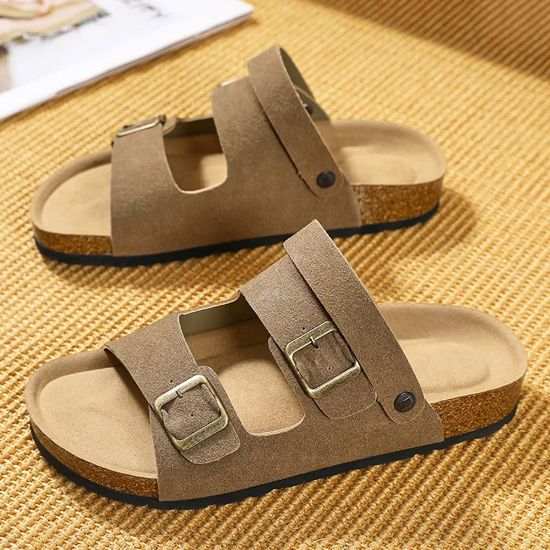 Large Men Boken Shoes and Slippers Unisex Matte Casual Leather Double Breasted Trendy Boken Sandals  Lightweight and Fashionable 4