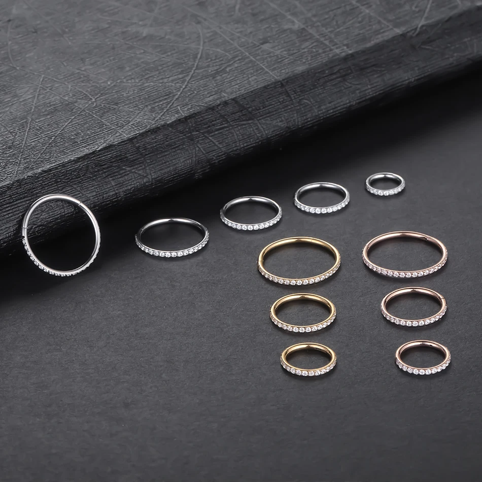 1 Stück Titan Nase Hoop Daith Ohrring Conch Helix Septum Piercing Clicker Segment Helix Rook Ohr Piercings Frauen Körperschmuck 16G – Detail 3