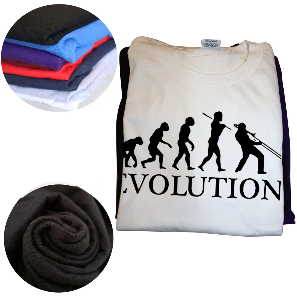 Camisetas de manga corta con estampado gráfico de la evolución del hombre con trombón de jazz, regalos de cumpleaños, estilo veraniego para hombre_voghion.com