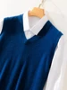 Men Wool V-neck Sweater Vest Pullover Autumn Winter Basic Casual Cashmere 100% Merino Wool Knitted Soft Sleeveless Waistcoat Top 3