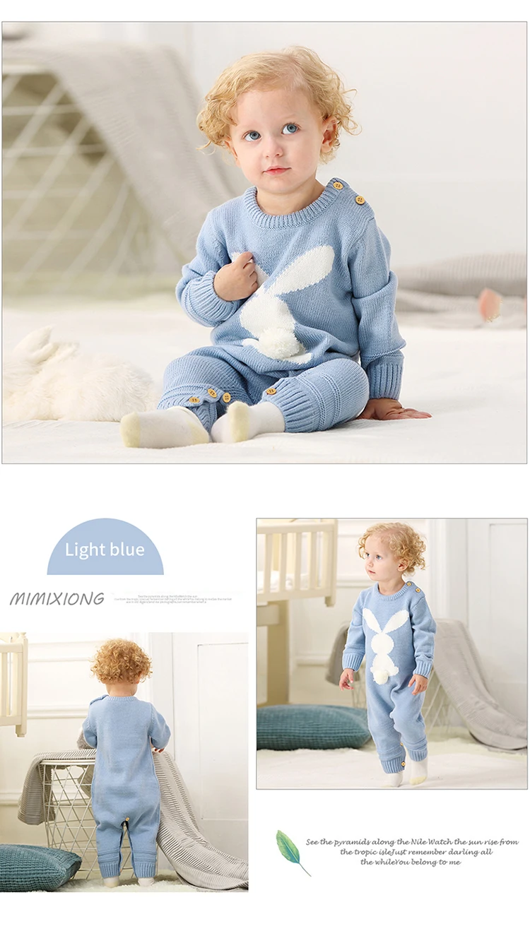 Babyspielanzug Gestrickte Infant Jungen Mädchen Overall Langarm Herbst Neugeborenen Kinder Kleidung Ostern Niedlichen Cartoon Kaninchen Overalls – Detail 12