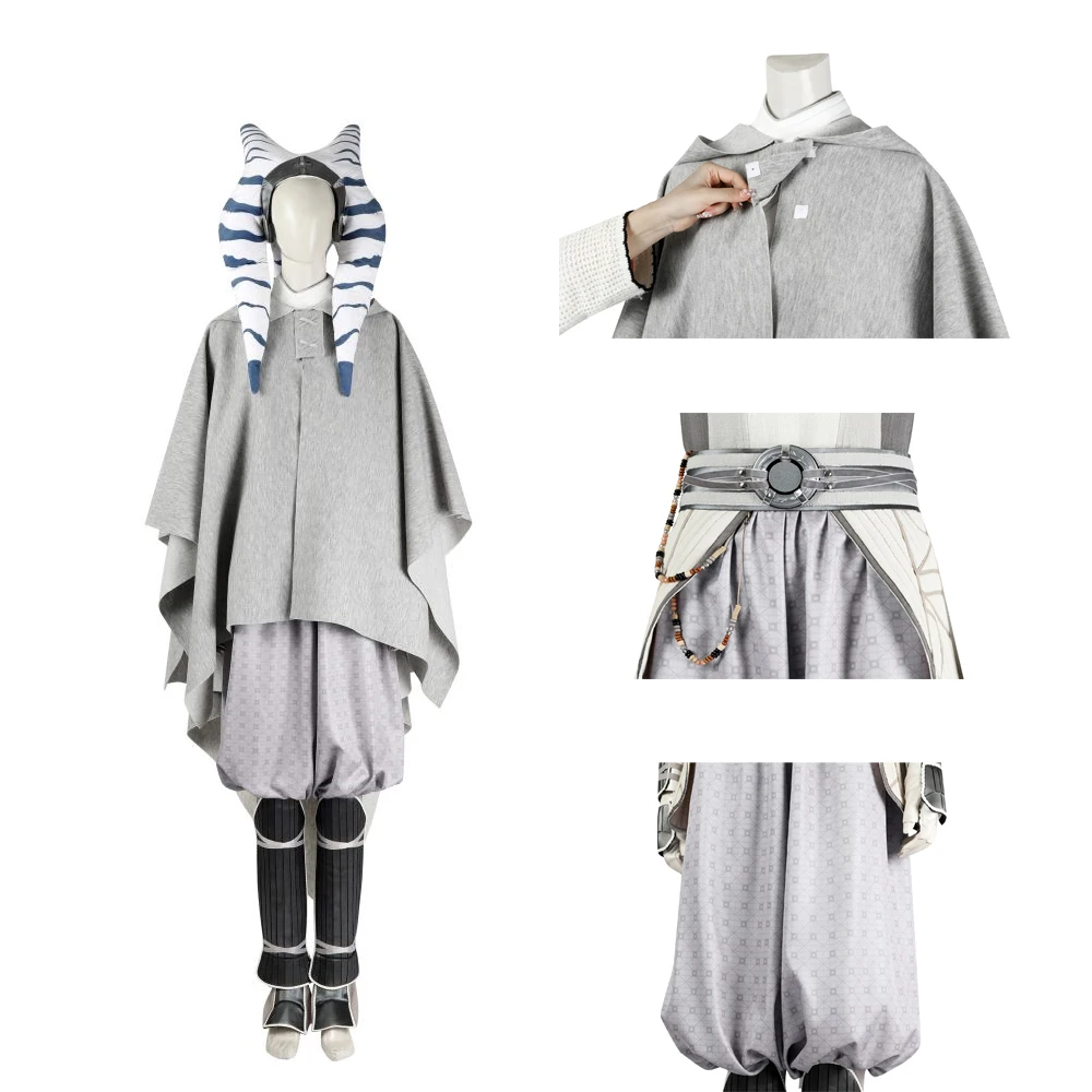 

Halloween Carnival Anime Superhero Woman Asoka Cosplay Costume Adult Hat Gift Fantasy Party
