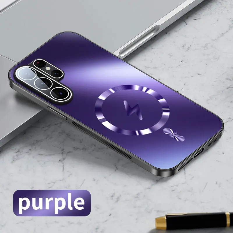 Magnetic Camera Lens Protection Matte Frosted Phone Case with Wireless Charging Support