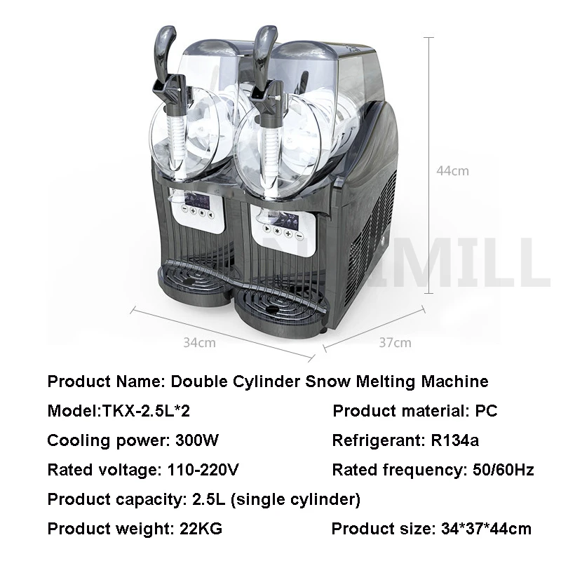 Commercial Double Cylinder Slushy Machine 2.5L x 2 Slush Frozen Drink Machine Ice Smoothie Making Ice Cream Maker 2