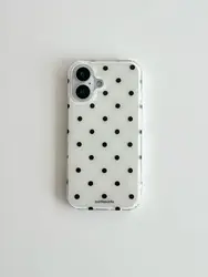 Sleek Minimalist Black & White Polka Dot Soft Phone Case Cover - iPhone 12 Mini (A1)
