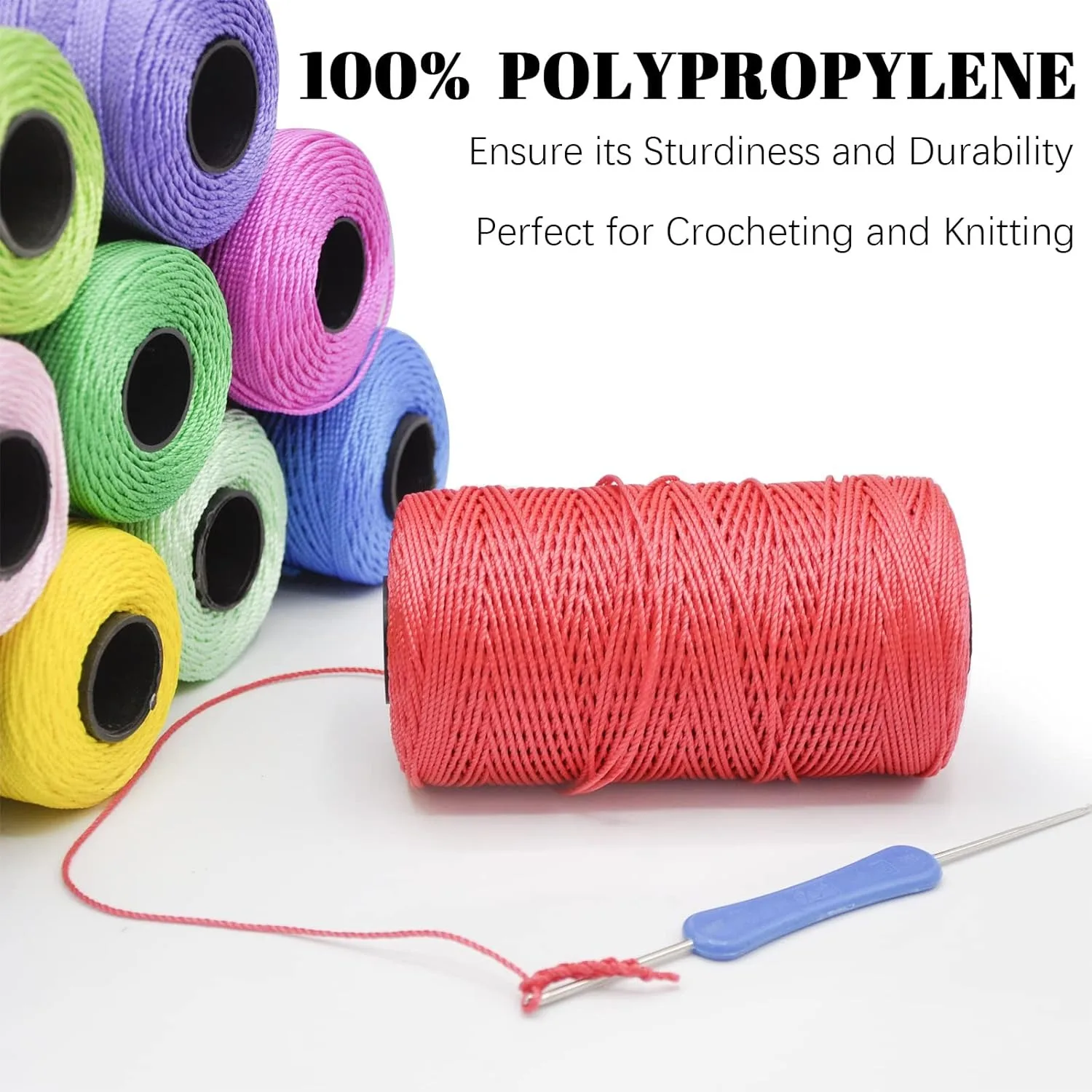 1.5mm200m New Summer Crochet Yarn DIY Craft Thread Ice Silk Art Yarn Cord Polypropylene Yarn for Hat Doll Sewing Bags Crocheting 5
