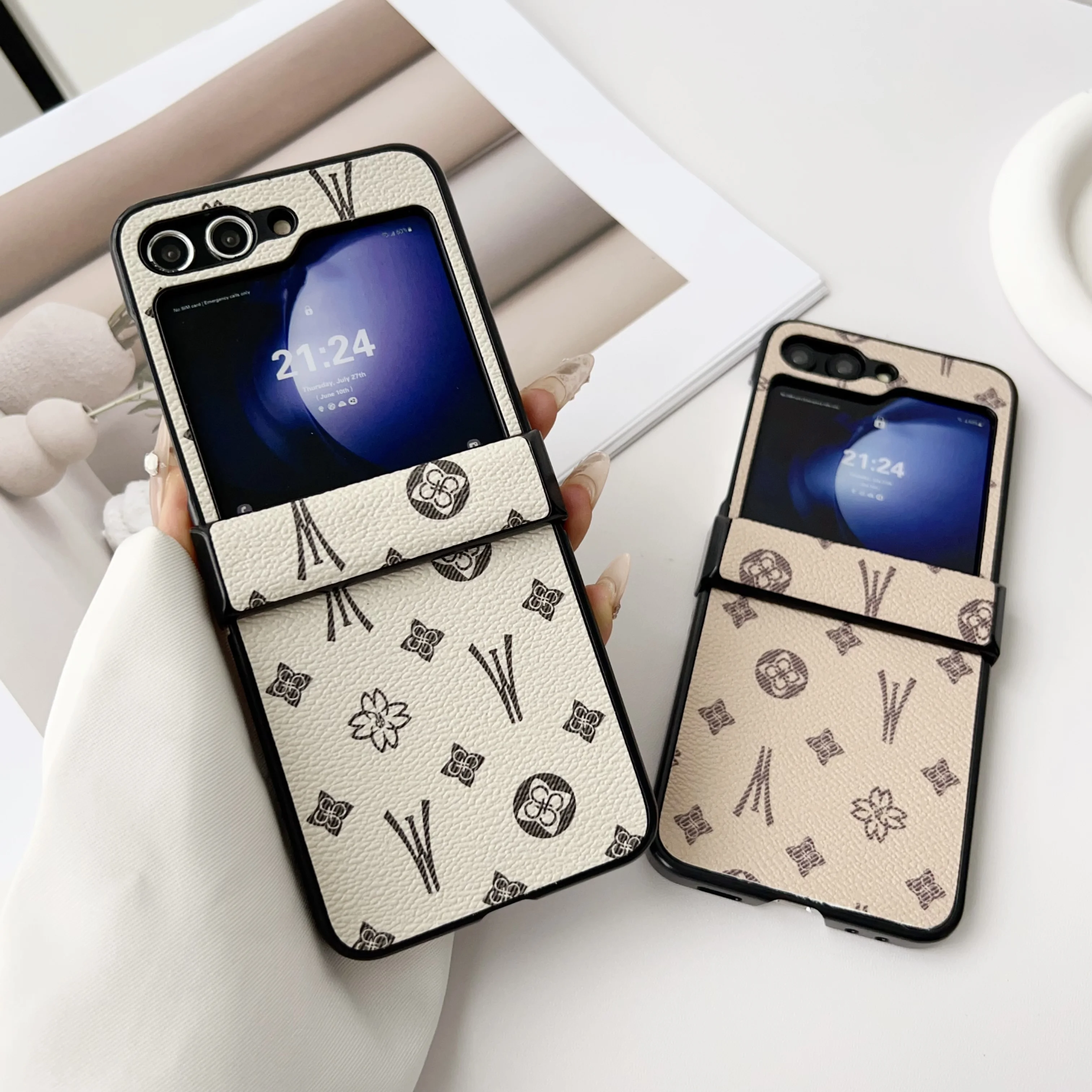 Luxury Pattern Leather Phone Case with Hinge Protective Jacket - Premium 7-Piece Set