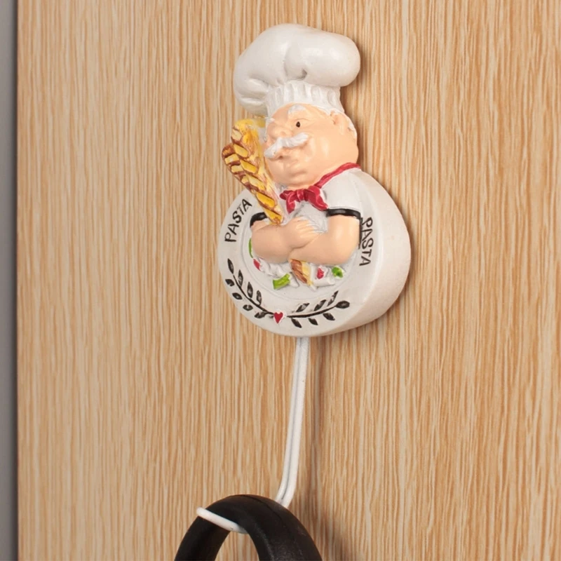 Resin Hooks 3D Cartoon Chef Tools Hooks Waterproof Bathroom Kitchen Hook Hole-free Wall Decorative