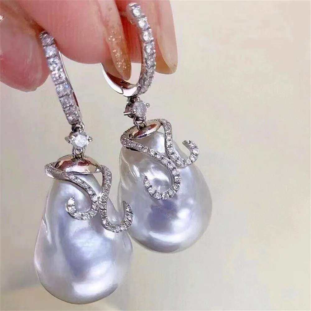 

DIY Pearl Ear Stud Accessories S925 Sterling Silver Jewelry Gold Ear Buckle Empty Fit 11-15mm Beads