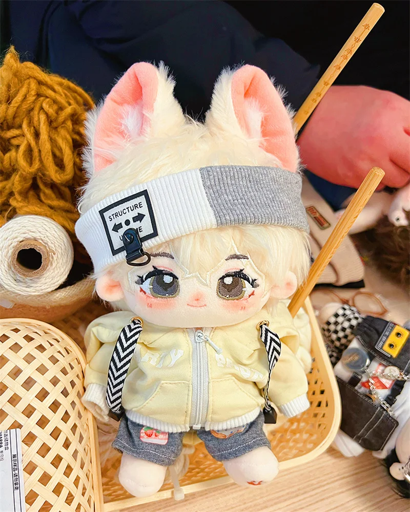 

Cute Cotton Doll 20cm Plush Doll Original Plush Ear Dress Up Doll With Magnetic tail
