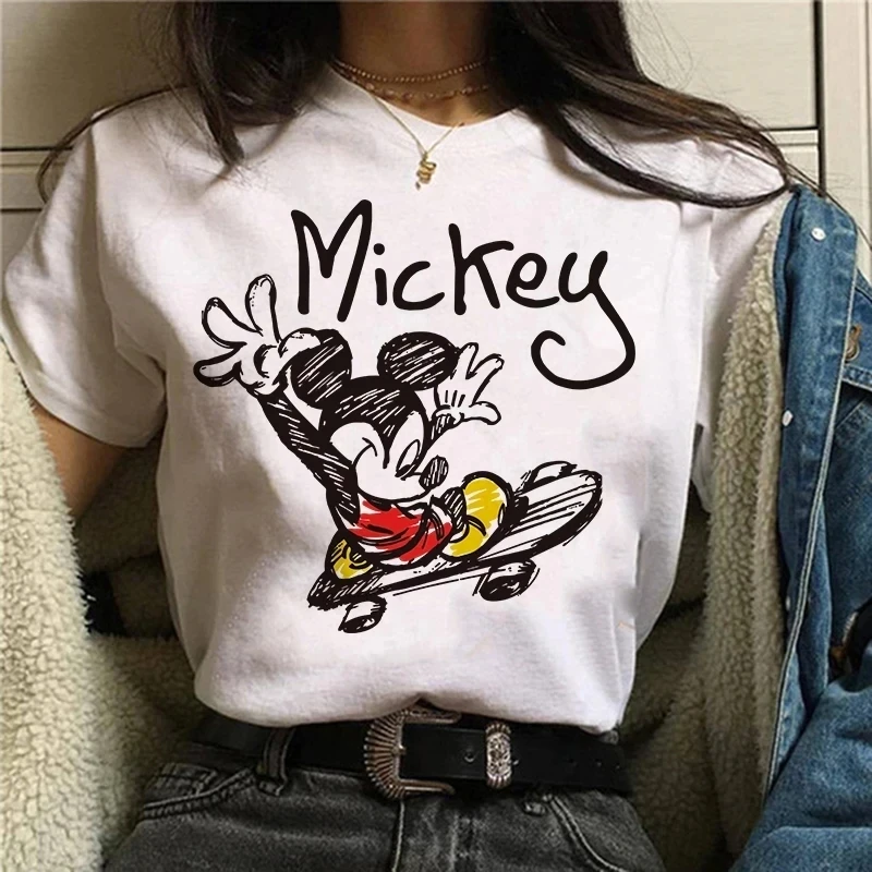 

Cute T-shirt Minnie Kawaii Mickey Mouse Anime Cartoon Fashion Donald Duck Graphic Tee Shirts Casual Retro Women's Top T-shirt